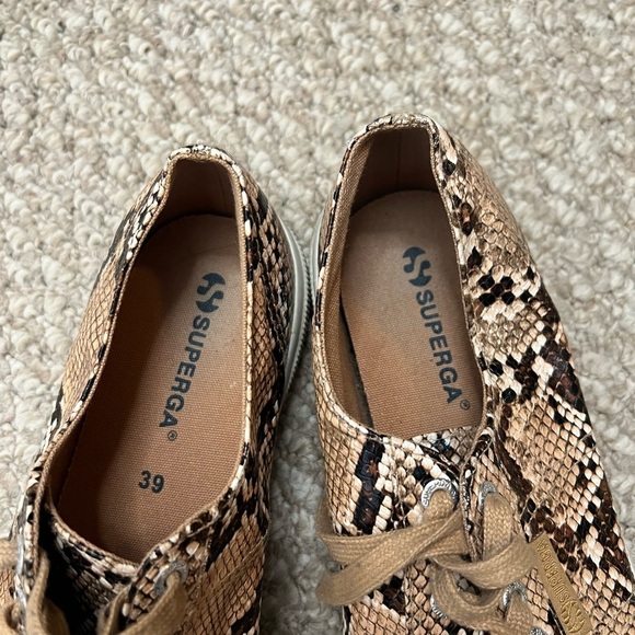 Superga Synth Python Snake Print Lace Up Sneakers in brown size 8 - Picture 7 of 9